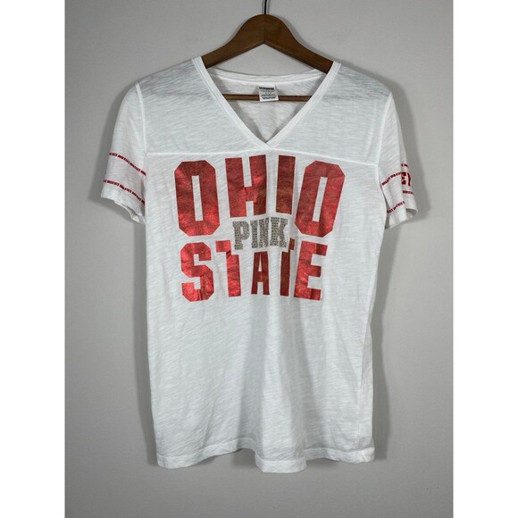 Victoria’s Secret PINK Ohio State Buckeyes V-Neck Tee Shirt Size Small - Picture 1 of 7